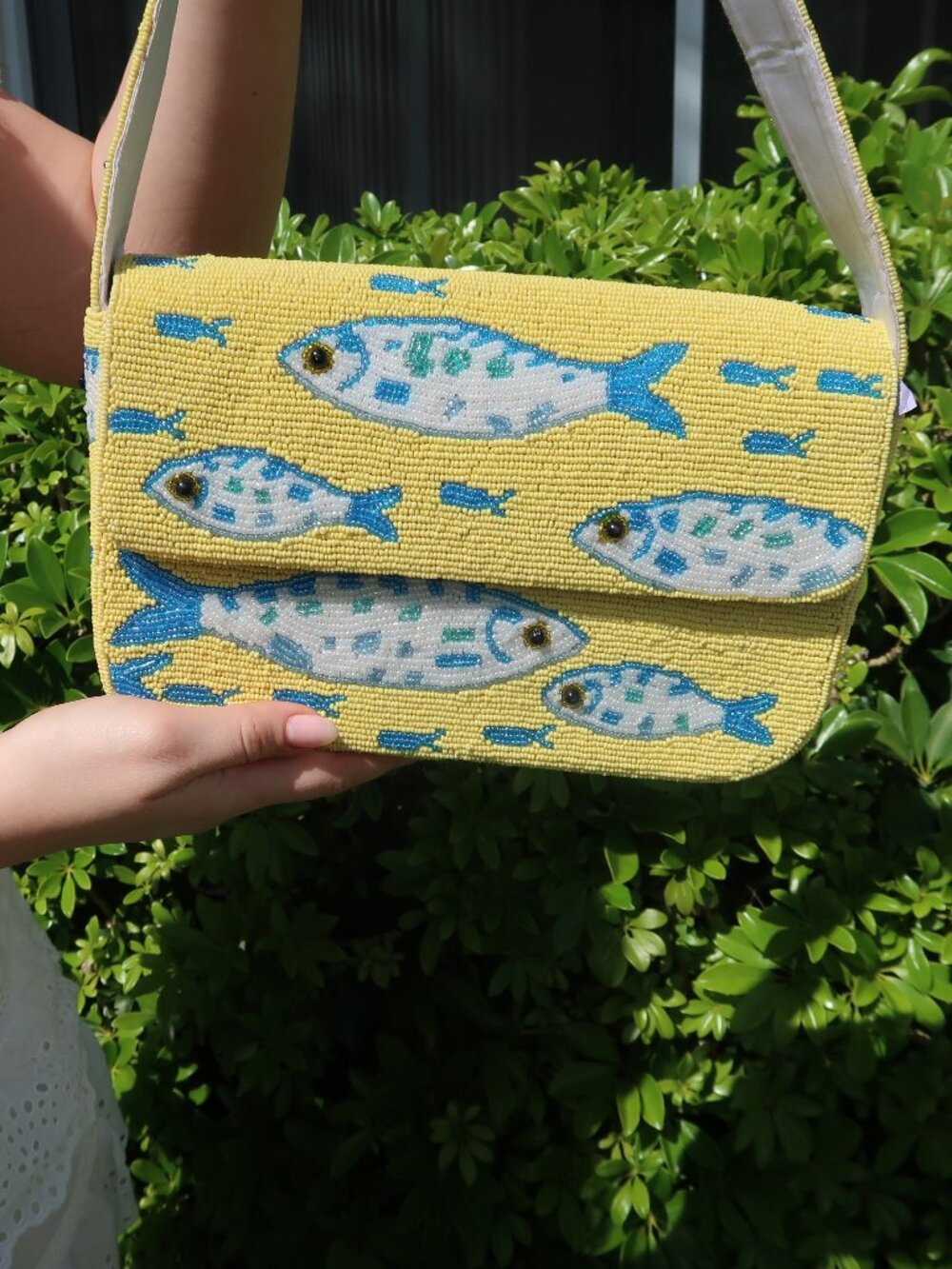 Beaded Yellow Fish Shoulder Bag | Beaded Summer Shoulder Purse